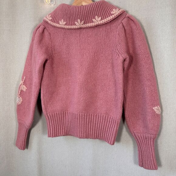 LoveShackFancy Union Collared Pullover in Rose Blush Size XS - Picture 12 of 16